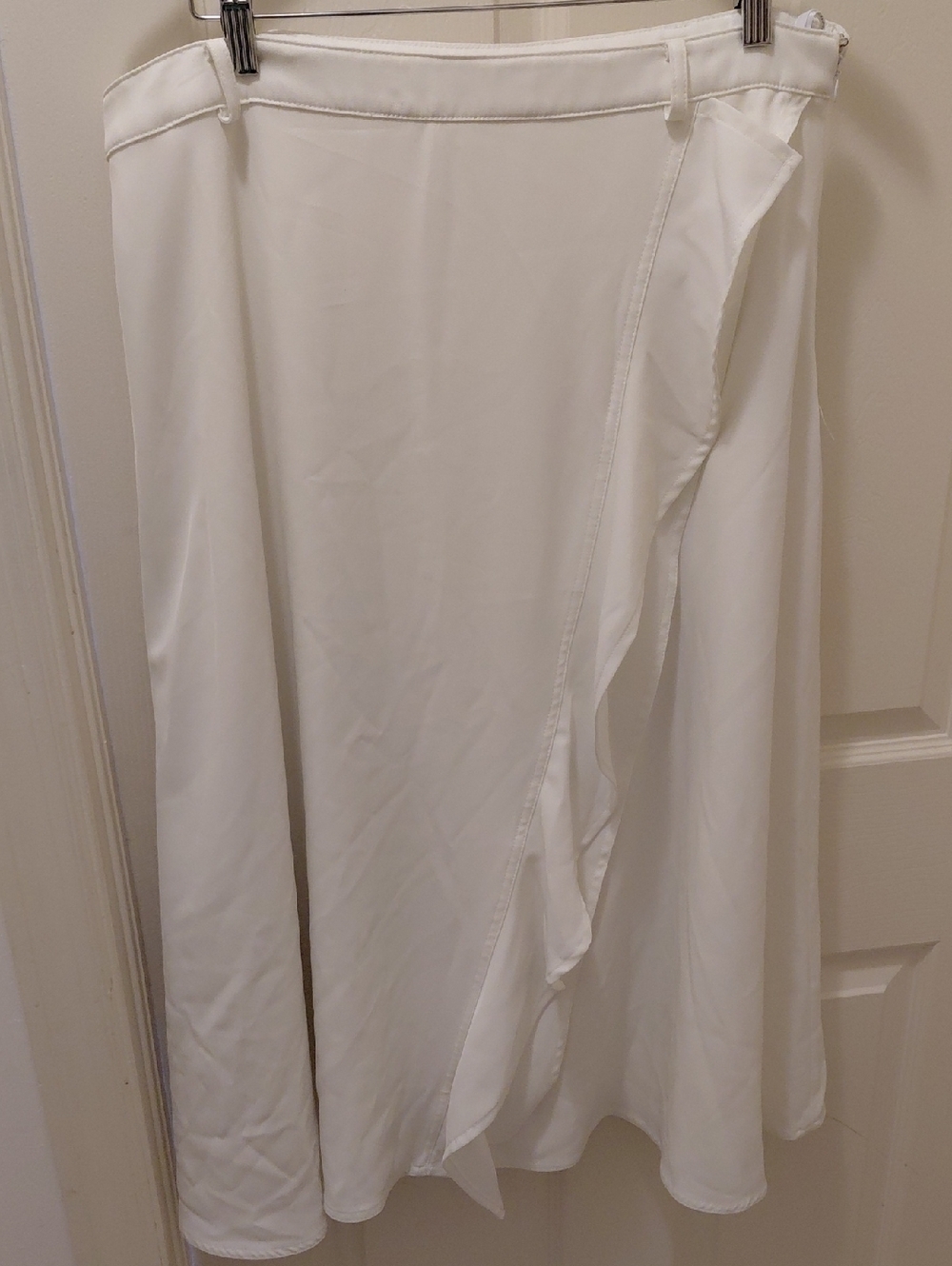 Calvin Klein White Ruffled Wrap Midi Skirt